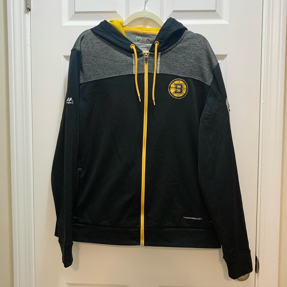 🔴 SOLD 🔴 Men’s NHL Boston Bruins Majestic ThermaBase Full Zip Hoodie Sweatshirt
